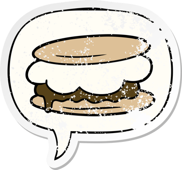 smore cartoon with speech bubble distressed distressed old sticker png
