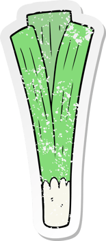 distressed sticker of a cartoon leek png