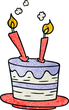 hand drawn textured cartoon doodle of a birthday cake png