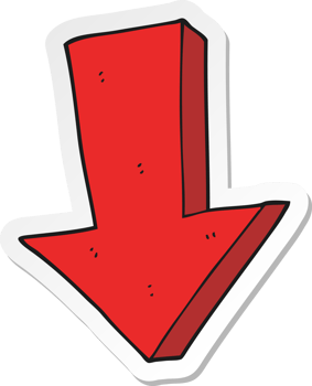 sticker of a cartoon arrow pointing down png