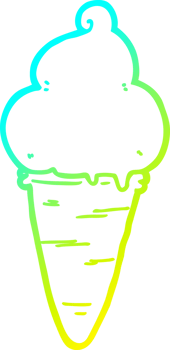 cold gradient line drawing of a cartoon ice cream png
