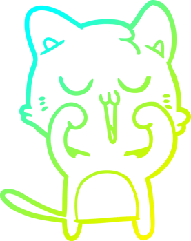 cold gradient line drawing of a cartoon cat singing png