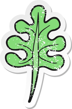 retro distressed sticker of a cartoon leaf png