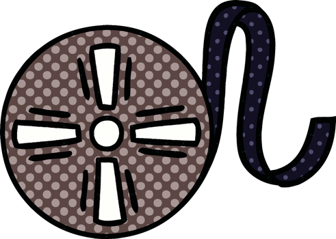 comic book style cartoon of a movie tape png