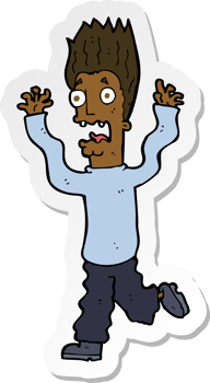 sticker of a cartoon terrified man png