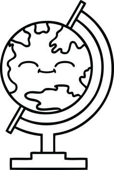 line drawing cartoon of a globe of the world png