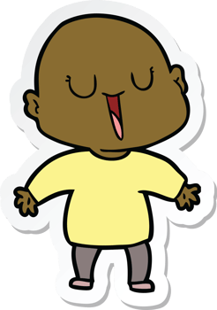 sticker of a happy cartoon bald man png