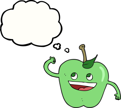 hand drawn thought bubble cartoon apple png
