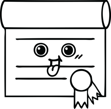 line drawing cartoon of a certificate png