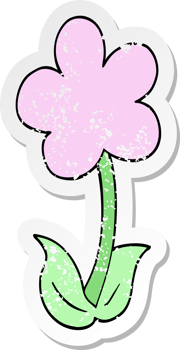 distressed sticker of a cute cartoon flower png