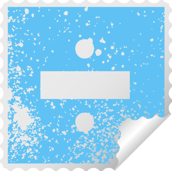 distressed square peeling sticker symbol of a division symbol png