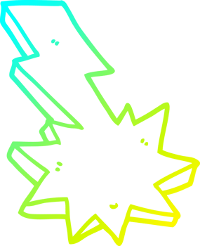 cold gradient line drawing of a cartoon lightning strike png