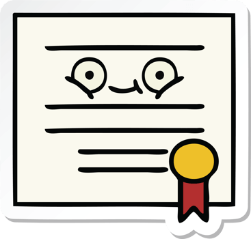 sticker of a cute cartoon graduation diploma png