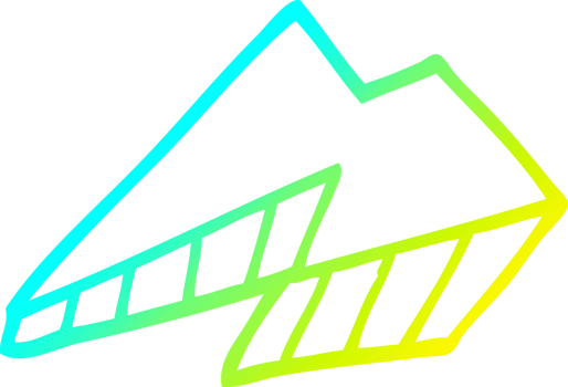cold gradient line drawing of a cartoon lightning bolt png