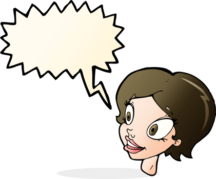 cartoon pretty female face with speech bubble png