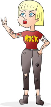 hand drawn cartoon rock girl png