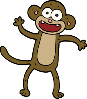cartoon doodle waving monkey png