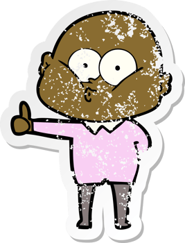 distressed sticker of a cartoon bald man staring png