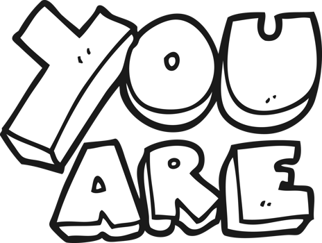 hand drawn black and white cartoon you are text png