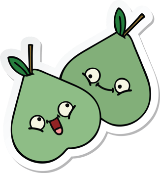 sticker of a cute cartoon green pear png