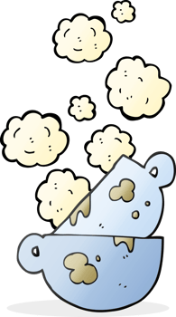 hand drawn cartoon stack of dirty coffee cups png
