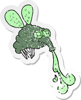 retro distressed sticker of a cartoon gross fly png