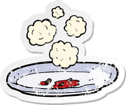 retro distressed sticker of a cartoon empty plate png