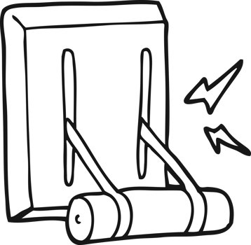 hand drawn black and white cartoon electrical switch png