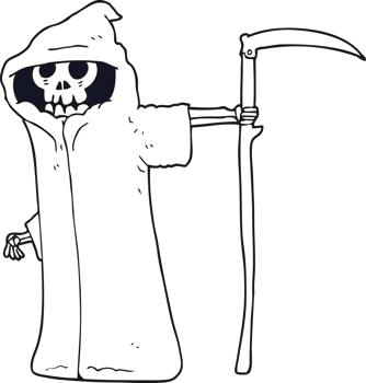 hand drawn black and white cartoon death png
