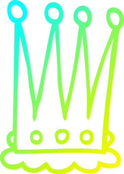 cold gradient line drawing of a cartoon crown png