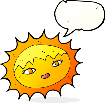 cartoon pretty sun with speech bubble png