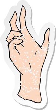 retro distressed sticker of a cartoon hand png