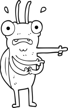 hand drawn black and white cartoon bug png