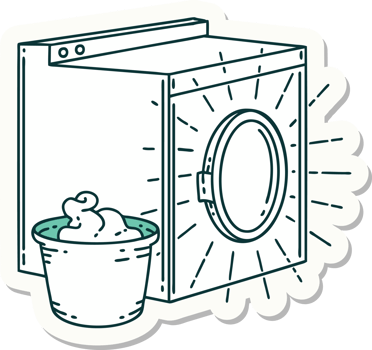 sticker of a tattoo style washing machine png
