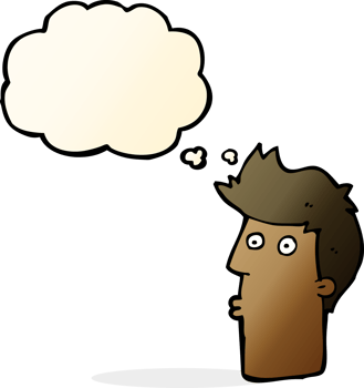 cartoon surprised man with thought bubble png
