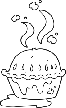 hand drawn black and white cartoon hot pie png