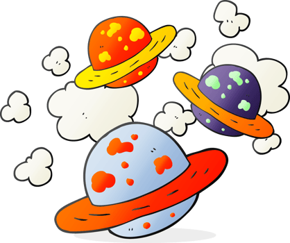 hand drawn cartoon planets png
