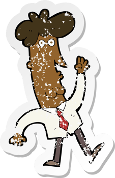 retro distressed sticker of a cartoon office man png