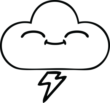 line drawing cartoon of a thunder cloud png