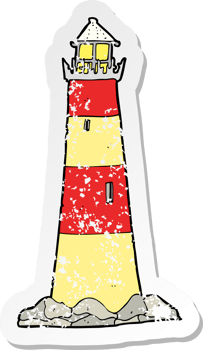 retro distressed sticker of a cartoon light house png