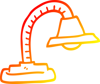 warm gradient line drawing of a cartoon adjustable lamp png