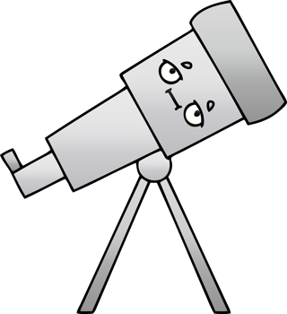 gradient shaded cartoon of a telescope png