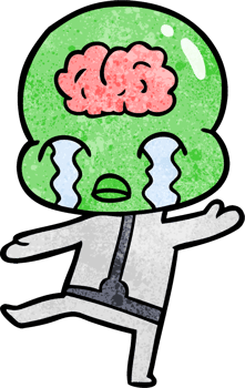 cartoon big brain alien crying png