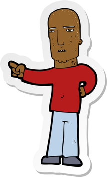 sticker of a cartoon tough guy pointing png
