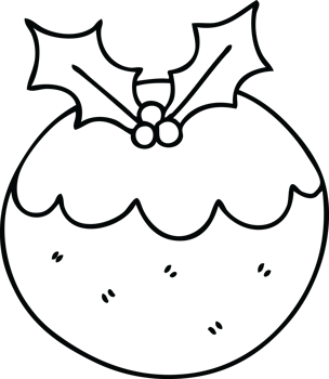 line drawing quirky cartoon christmas pudding png