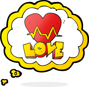 hand drawn thought bubble cartoon heart rate pulse love symbol png