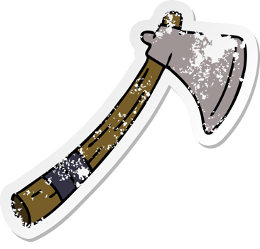 hand drawn distressed sticker cartoon doodle of a garden axe png