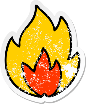 distressed sticker of a cute cartoon fire png