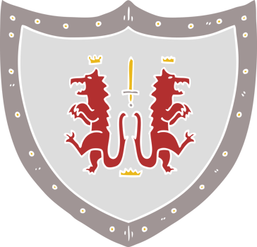 flat color style cartoon heraldic shield png