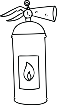 line drawing quirky cartoon fire extinguisher png